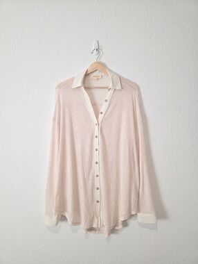Listicle Cream Oversized Button Up Shirt XL